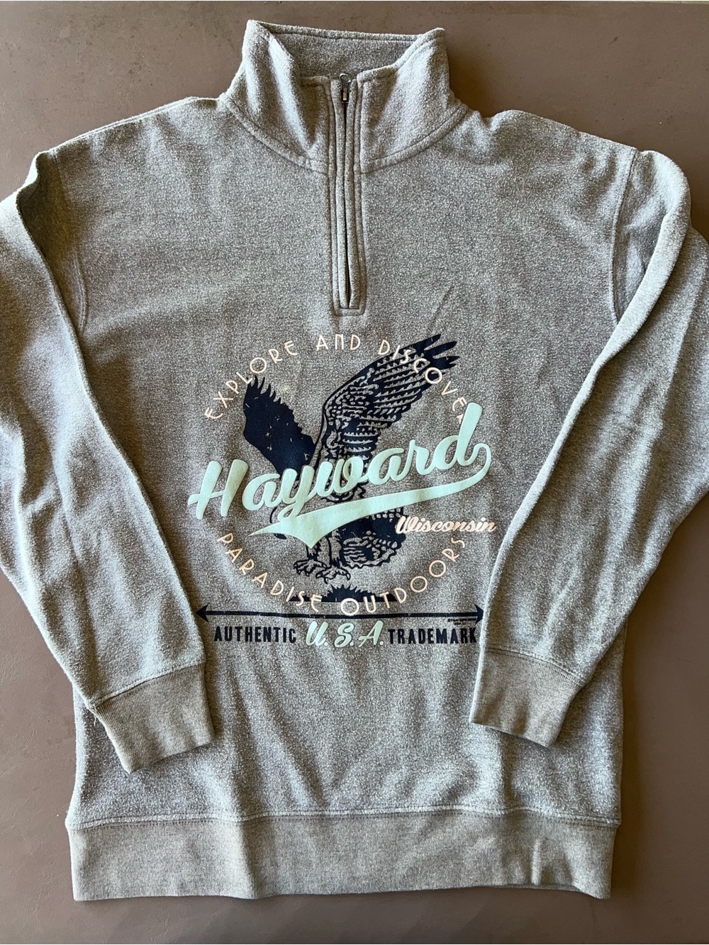 Hayward Wisconsin Men’s Gray Quarter-Zip Pullover Sweater